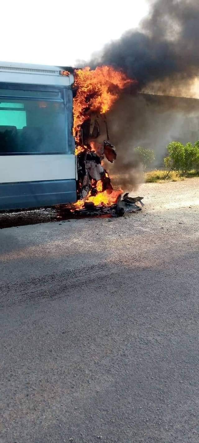  النفيضة..نشوب حريق في حافلة معدّة للنقل المدرسي