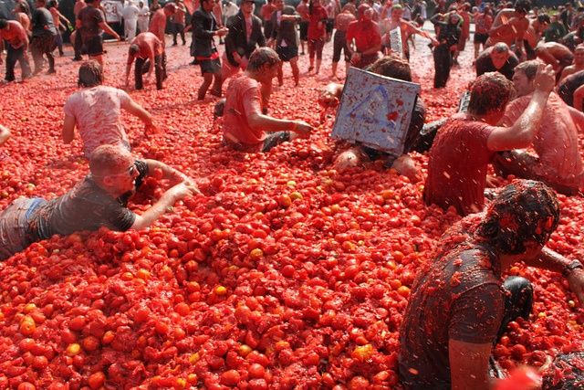         بعد توقّف لمدة  عامين..  "معركة الطماطم" تعود إلى شوارع إسبانيا 