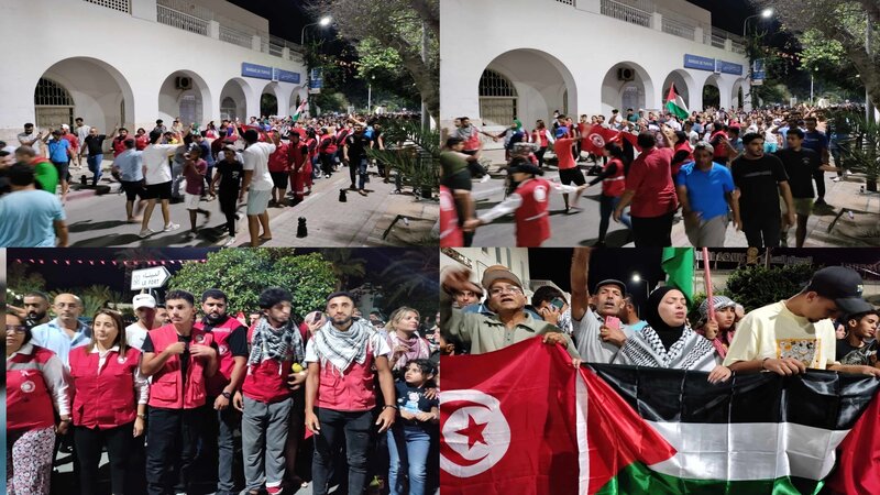 جربة حومة السوق / وقفة احتجاجية تلتها مسيرة مساندة للفلسطينيين 